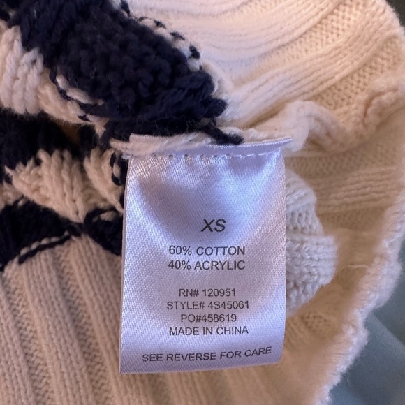 NWT Pink Rose Preppy Cream & Navy  Cable Knit Collared Cardigan. Ribbed Hem XS. - Picture 6 of 15